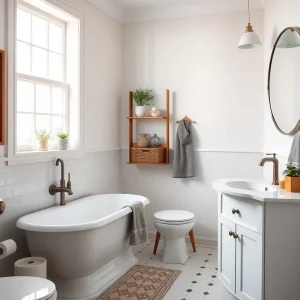 Renovated bathroom with modern fixtures and decor