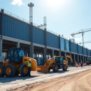 Construction site of an electric vehicle battery manufacturing plant