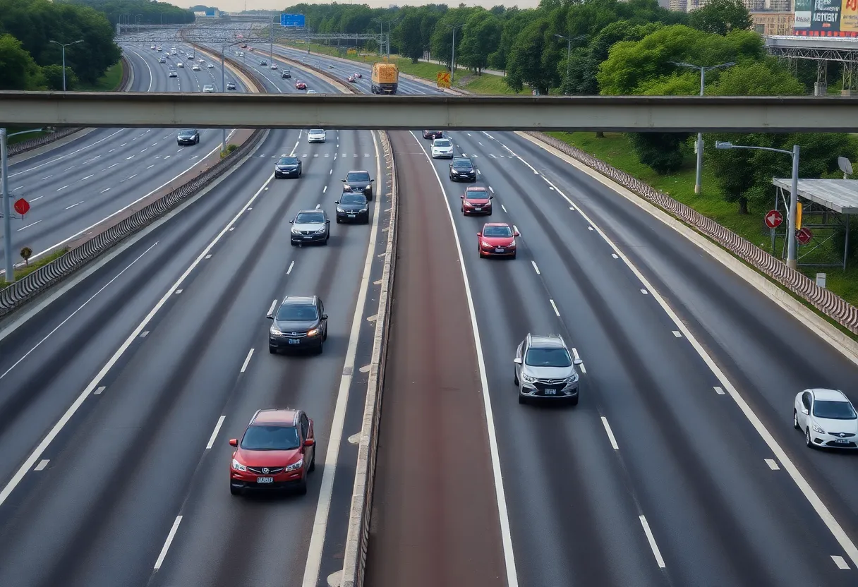 Reopened lanes of I-696 with construction barriers