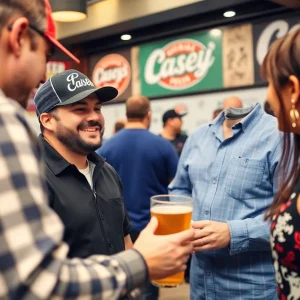 Joe Cruz, Casey's Chief Beer and Pizza Officer, engaging with customers.