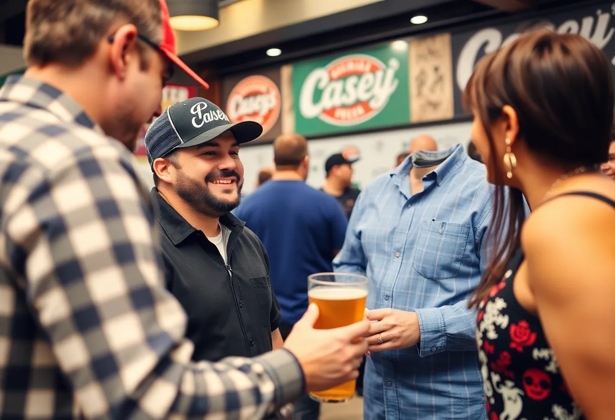 Joe Cruz, Casey's Chief Beer and Pizza Officer, engaging with customers.