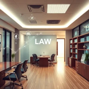 Modern law firm focusing on digital marketing trends for 2025.