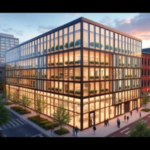 Architectural rendering of Michigan Innovation Headquarters in Detroit