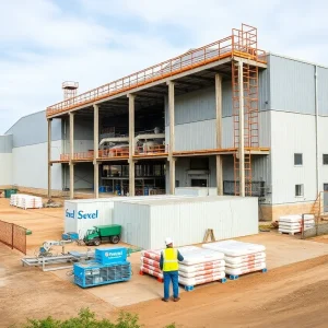 Construction site of a new meat processing facility