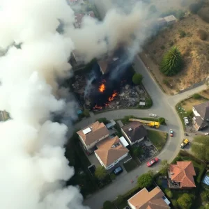 Devastated area in Pacific Palisades after wildfires