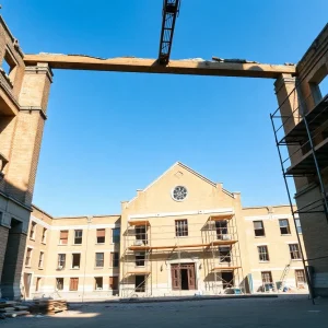 Vacant building of former Pinckney Elementary School ready for new development.