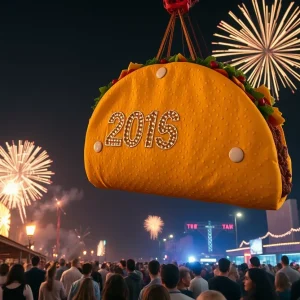 Giant taco drop at midnight in Tucson, Arizona