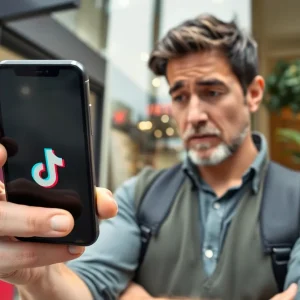 Small business owner concerned about TikTok ban with shop in background