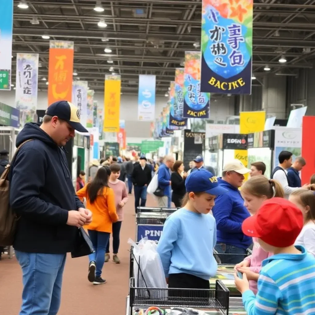 Families enjoying the Ultimate Fishing Show in Novi, MI