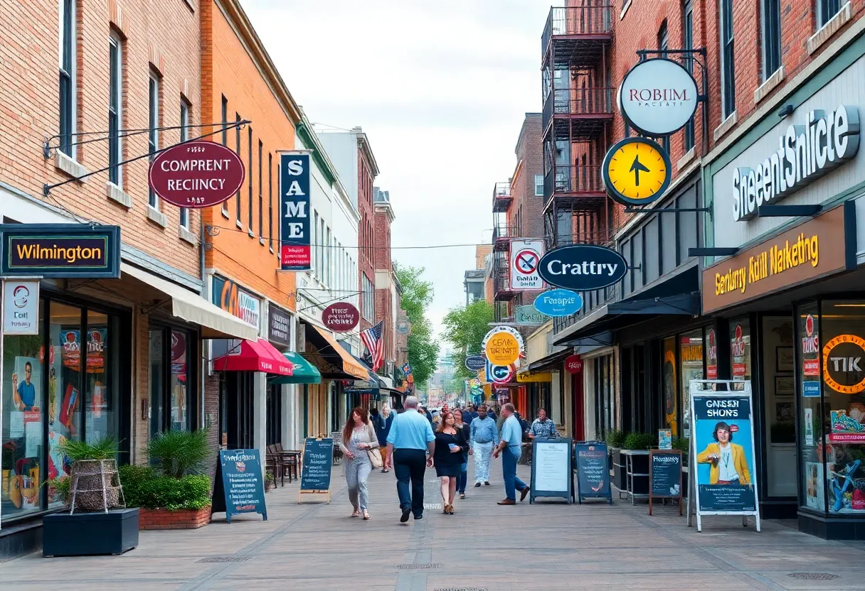 View of Wilmington business district illustrating local enterprises