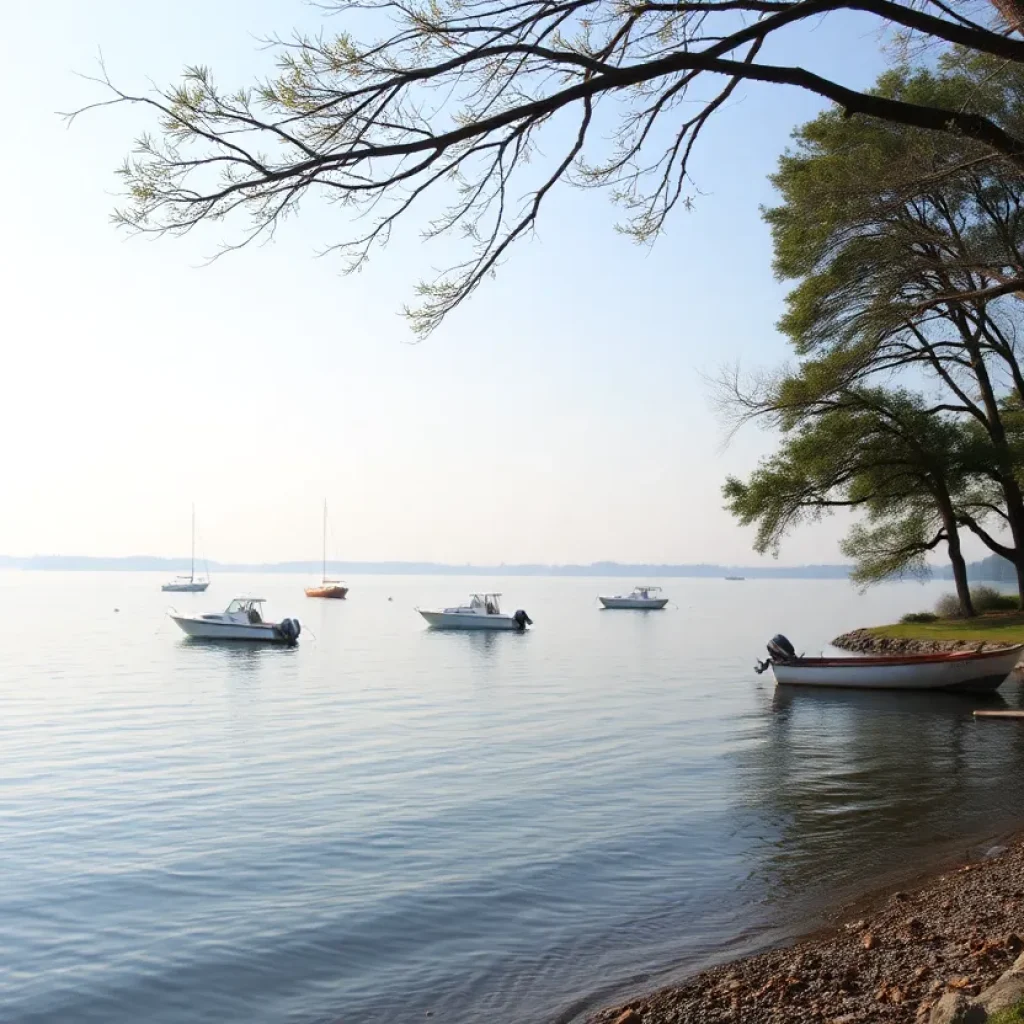 Lower Straits Lake with boats on the water