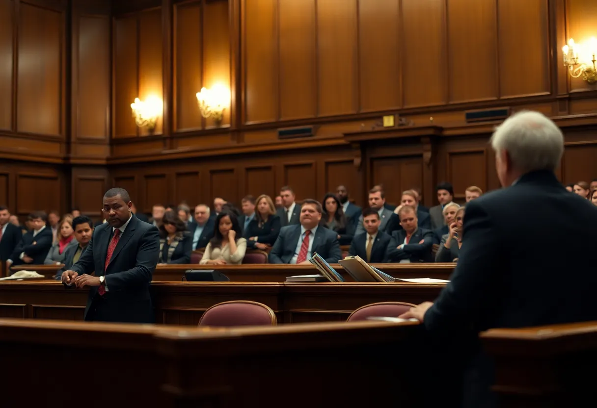 Courtroom setting during the adjournment of the Nijjar murder trial