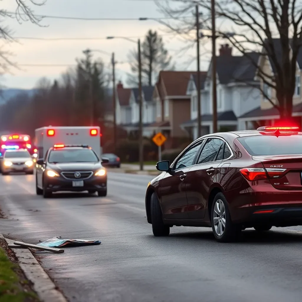 Emergency vehicles and a somber community scene after a tragic car accident in Wixom.