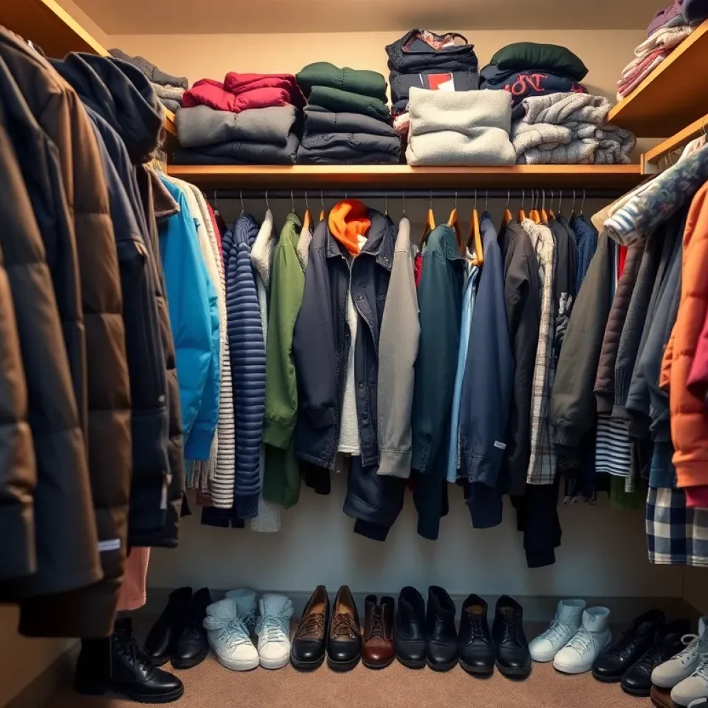 A clothing closet filled with essential items for patients at National Park Medical Center