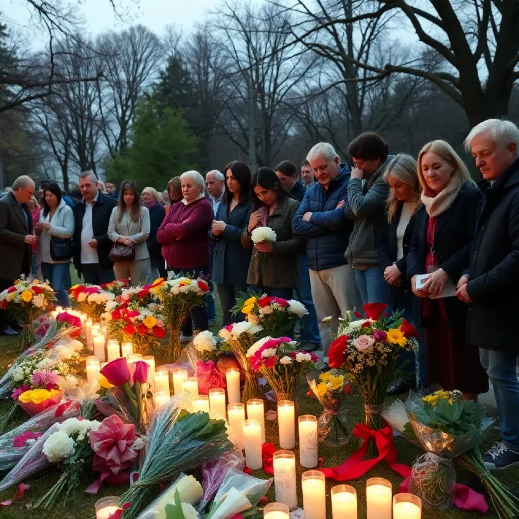 Gathering in Novi MI for remembrance with flowers and candles